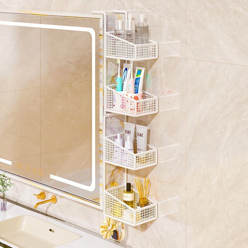 Bathroom Mirror Cabinet Side Storage Organizer, No-Drill Shelf for Cosmetics and Mouthwash Cups Beside the Bathroom Cabinet