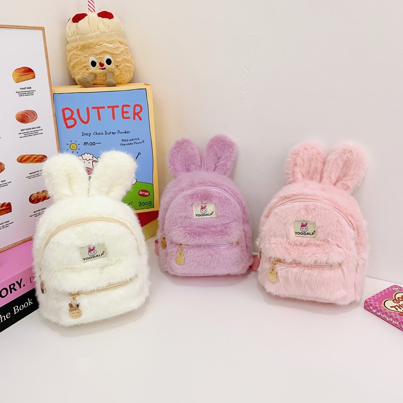 Mochila de dibujos animados para niños y niñas adorable conejo jardín de infantes bebé mochila nueva bolsa de peluche para niños de comercio exterior