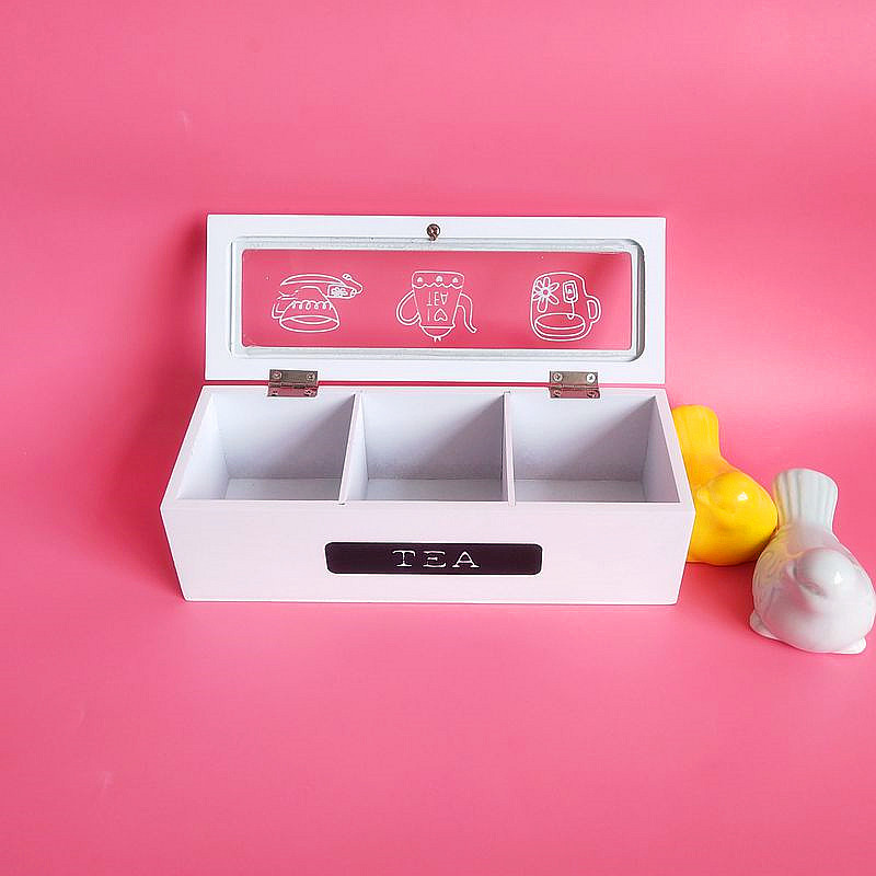 Literario y arte simple escritorio caja de té caja de almacenamiento caja de madera caja de té decoración del hogar creativo