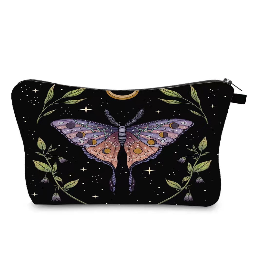 Transfronterizo Amazon nuevo maquillaje pintado bolsa de impresión de lino impermeable doble cara bolsa de almacenamiento
