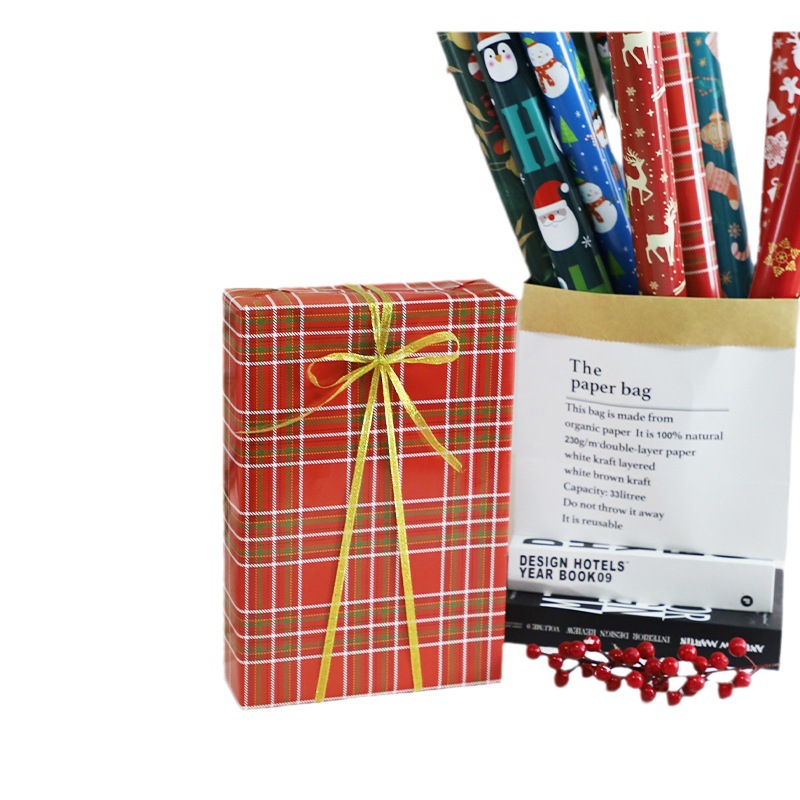 Nuevo regalo de vacaciones de Navidad regalo de dibujos animados niños caja de regalo papel de regalo decorativo papel de regalo papel de color rojo y verde