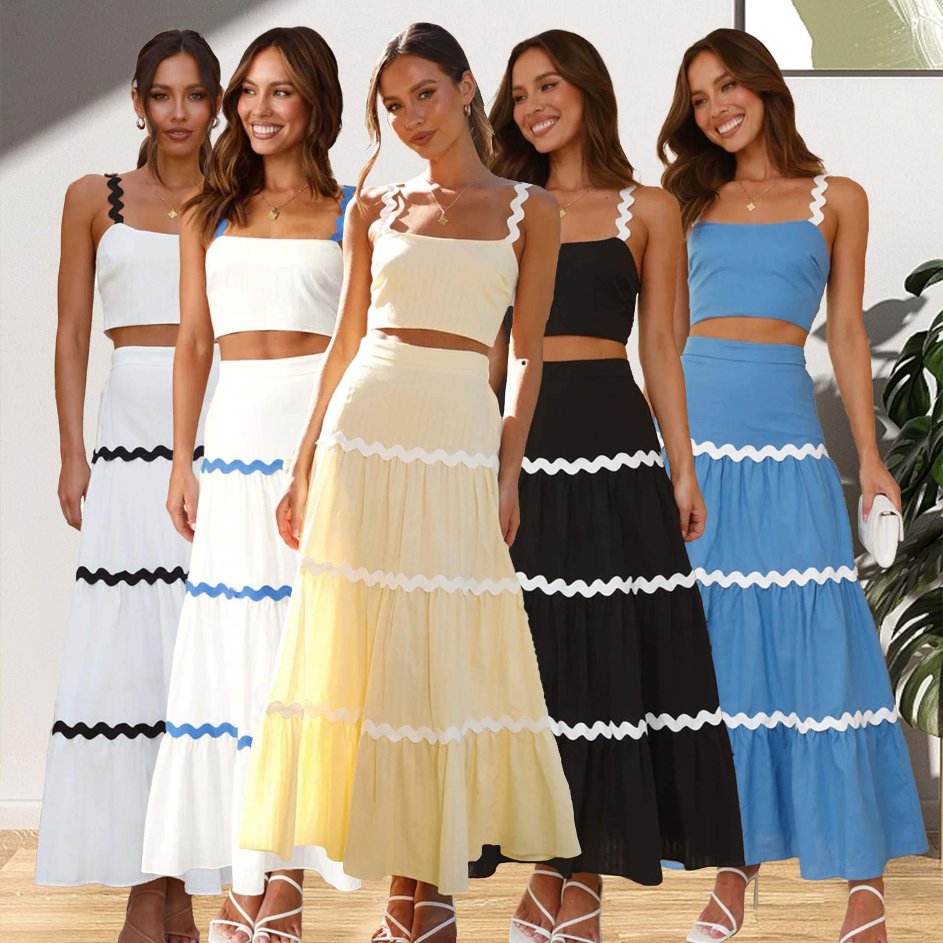329g Weight Sleeveless Sleeve Length Spandex, Polyester Fabric Type Skirt Co-ord Set Sets Type 2 Pieces Set Quantity Daily Occasion U Neck Neckline Regular Fit Fit Type Solid Color Pattern Summer, Spring Season Women's Gender Preppy Style, Classic Style Style Daily Women's Preppy Style Classic Style Solid Color Spandex Polyester Skirt Co-ord Set Skirt Sets 无