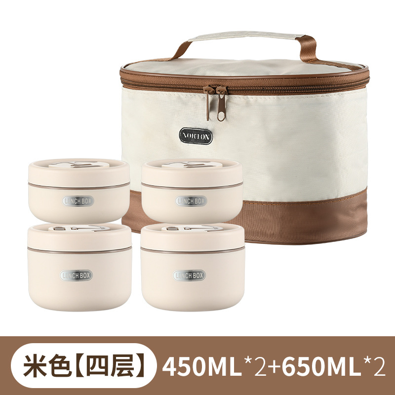 304 caja de almuerzo redonda de acero inoxidable con aislamiento estudiante trabajador de oficina caja de almuerzo portátil caja de almuerzo sellada tazón de sopa al por mayor