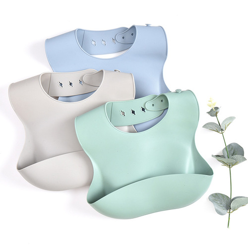 Silicone bibs for babies, baby eating bibs, three-dimensional waterproof super soft rice pockets, children's large saliva pockets