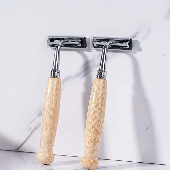 B&B Biodegradable Bamboo Wooden Handle Razor Supplies Stainless Steel Blade Manual Razor Non-Disposable Razor