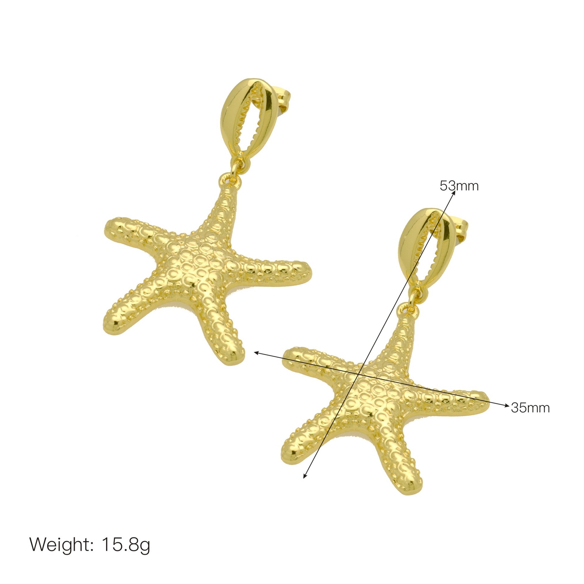 11g Weight Copper Ear Needle Material Drop Earrings Classification 1 Pair Quantity Holiday, Banquet Occasion Copper Material Starfish, Shell Pattern All Seasons Season Women's Gender Plating Design Casual, Elegant, Lady Style 1 Pair Casual Elegant Lady Starfish Shell Plating Copper Drop Earrings 6