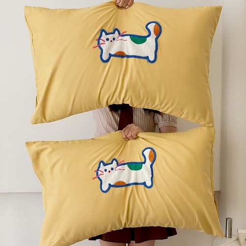 Single Pillowcase  Autumn/Winter Category A Pure Cotton Velvety Single Pillowcase Embroidered Towel Embroidery Craft Single Pillowcase