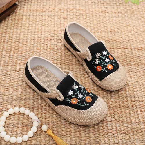 Spring New Old Beijing Cotton Shoes Women's Single Shoes Ethnic Style Fisherman Shoes Slip-On Soft Sole Comfort Mother Shoes