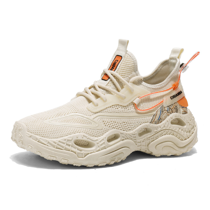 2025 nuevos zapatos de hombre, zapatos para correr transpirables tejidos voladores, zapatos de baloncesto de tendencia casual, aumento elástico de malla, zapatos deportivos de amortiguación
