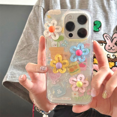 Shell Pattern 3D Flower Cat Case for iPhone 15 Pro Max Apple 14, 13 Layers, 12 Women, 11