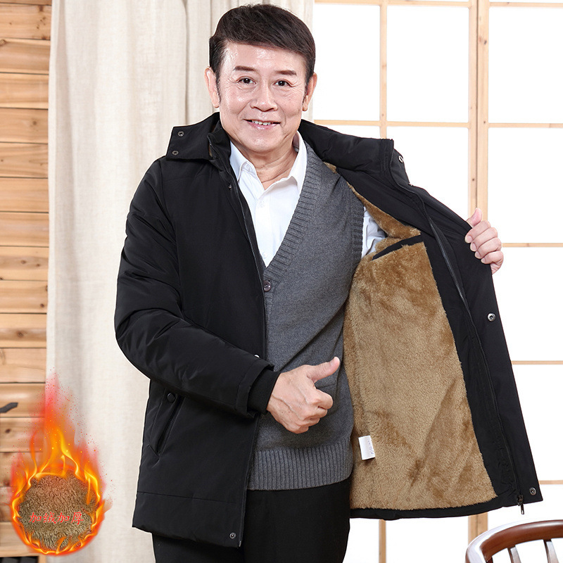 Chaqueta de algodón de invierno nueva chaqueta de algodón de mediana edad, chaqueta simple y cómoda chaqueta con capuz al por mayor