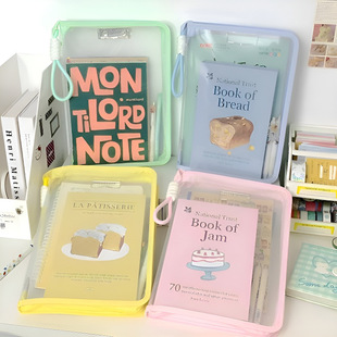 Light color portable file bag high color value carrying book bag A4 transparent zipper storage bag explosion wholesale