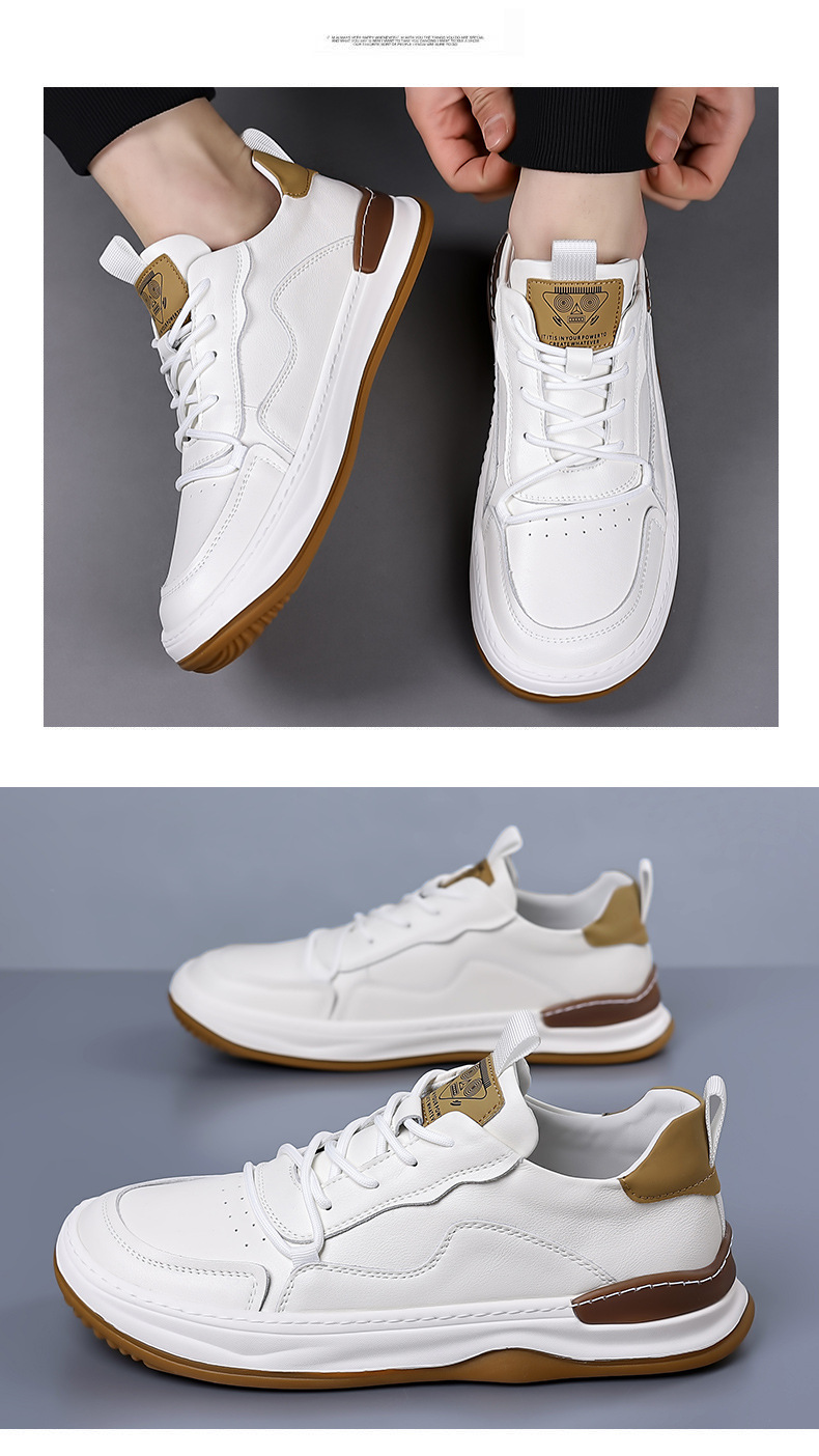 Miesten uudet syksyn pohjalliset trendikkäät kengät, hengittävät, muodikkaat, monipuoliset, ruskeat pehmeät nahkaiset vapaa-ajan kengät_voghion.com