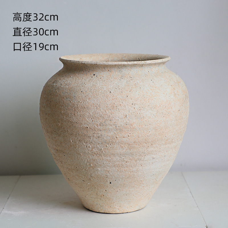 Color de la tierra Jingdezhen vasos de cerámica retrógrado hotel artesanal nórdico alojamiento residencial floral silenciosa decoración cerámica rugosa