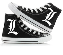 日漫死亡笔记 Death note主题印花 高帮帆布鞋休闲街潮板鞋男女款