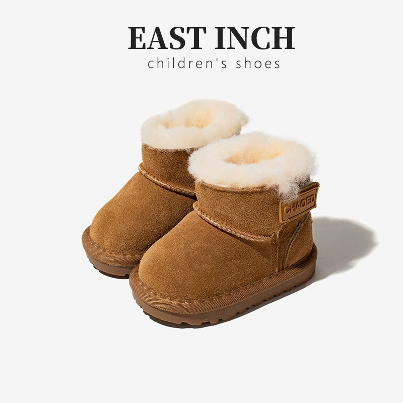 Зимние сапоги для девочек с толстой хлопковой подкладкой, морозостойкие, новая зимняя модель 2025 года, нескользящие хлопковые сапоги для маленьких девочек, теплая хлопковая обувь для малышей.