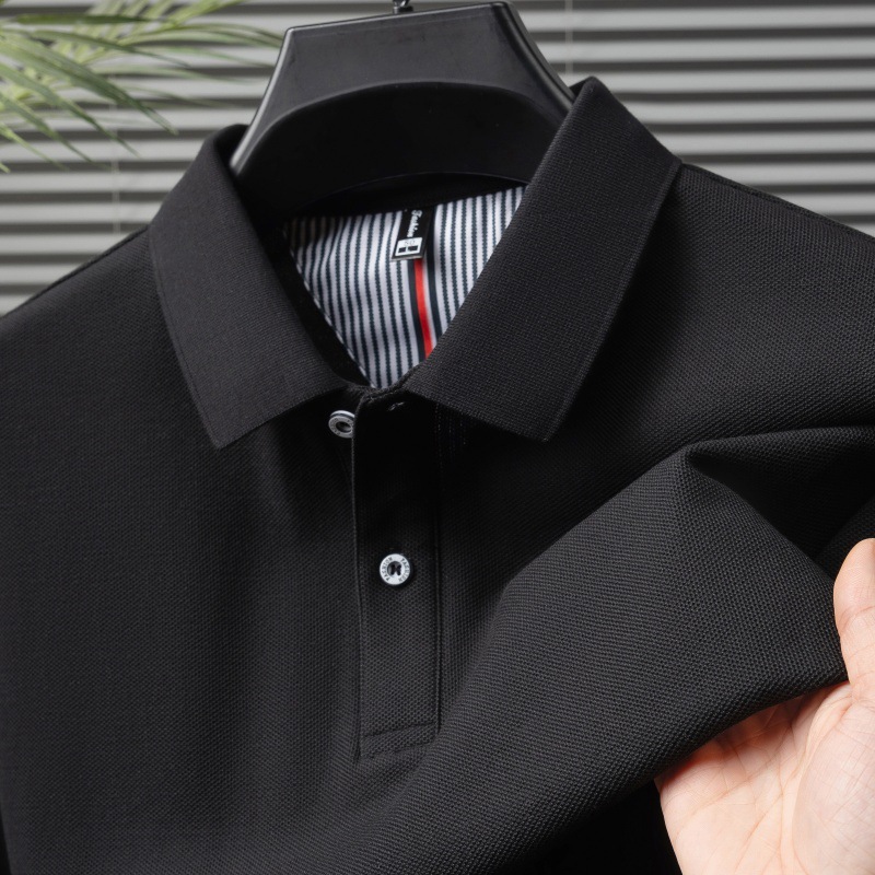 Men's Pure Cotton Polo Shirt Lapel Golf Casual T-Shirt Short-Sleeved Summer New Business Elite Party Short-Sleeved