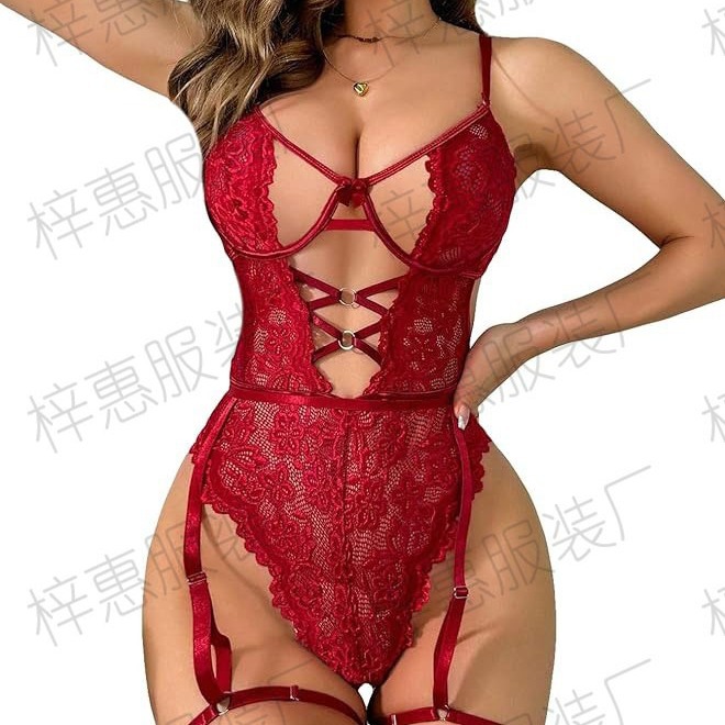 Fuente transfronteriza Europa y América comercio exterior ropa interior sexy encaje de mujer unida correa de fuga de la espalda ropa interior set