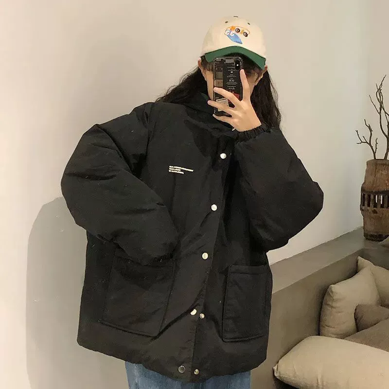 Стеганая куртка (теплая) oversize в корейском стиле, толстрая, двусторонняя внутренняя сторона, размеры S–2XL