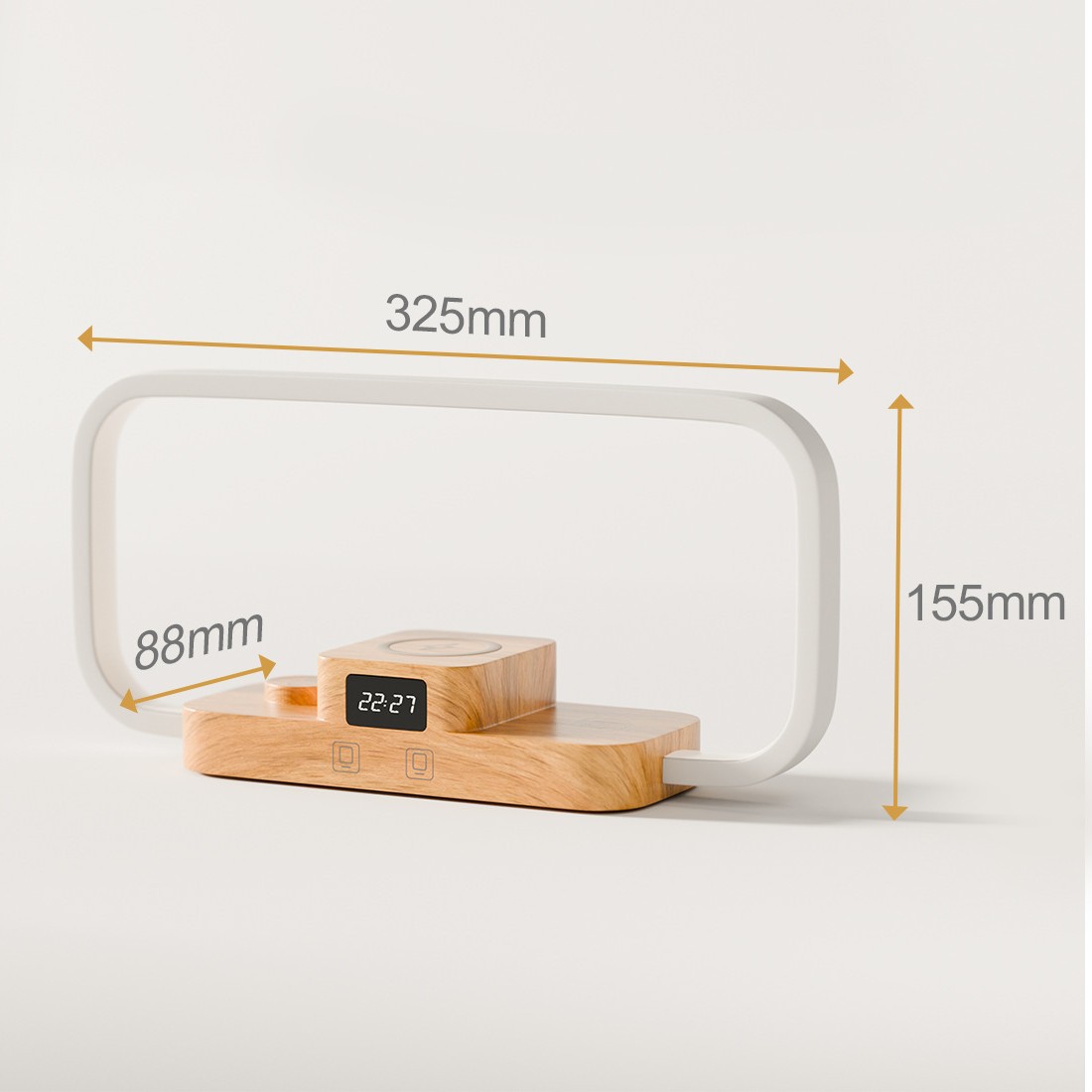 Lámpara de Noche Táctil con Carga Inalámbrica Rápida de 10W, Reloj de Madera Maciza, Lámpara de Mesa de Noche para Dormitorio, Carga Rápida, Venta Caliente Transfronteriza, Suministro Directo