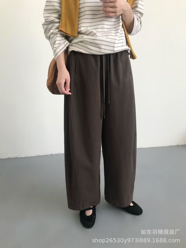2025秋季高级感纯棉休闲裤女款时尚通勤百搭宽松休闲直筒长裤LA23|undefined