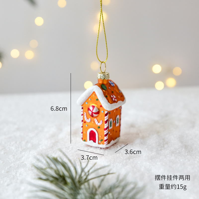 跨境新品圣诞装饰圣诞树挂件创意玻璃彩绘小吊饰挂件氛围场景布置|undefined