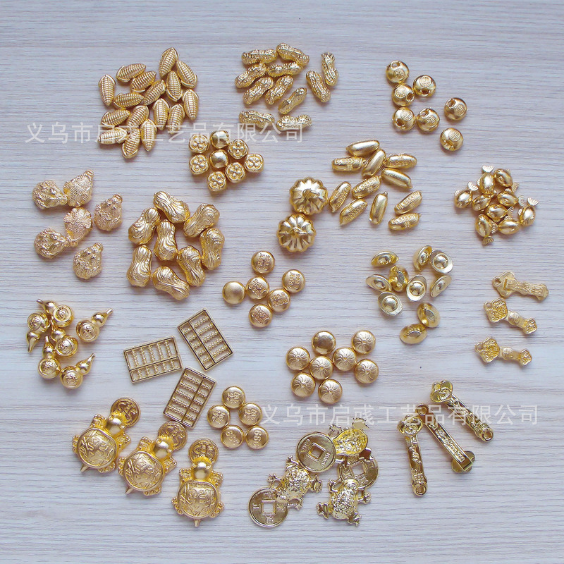 Simulated Fortune Charms, Abacus, Gold Bars, Gold Peanuts, Gold Beans, 1g Mini Metal Ingots, Fortune Charms, Bulk Pendants Wholesale