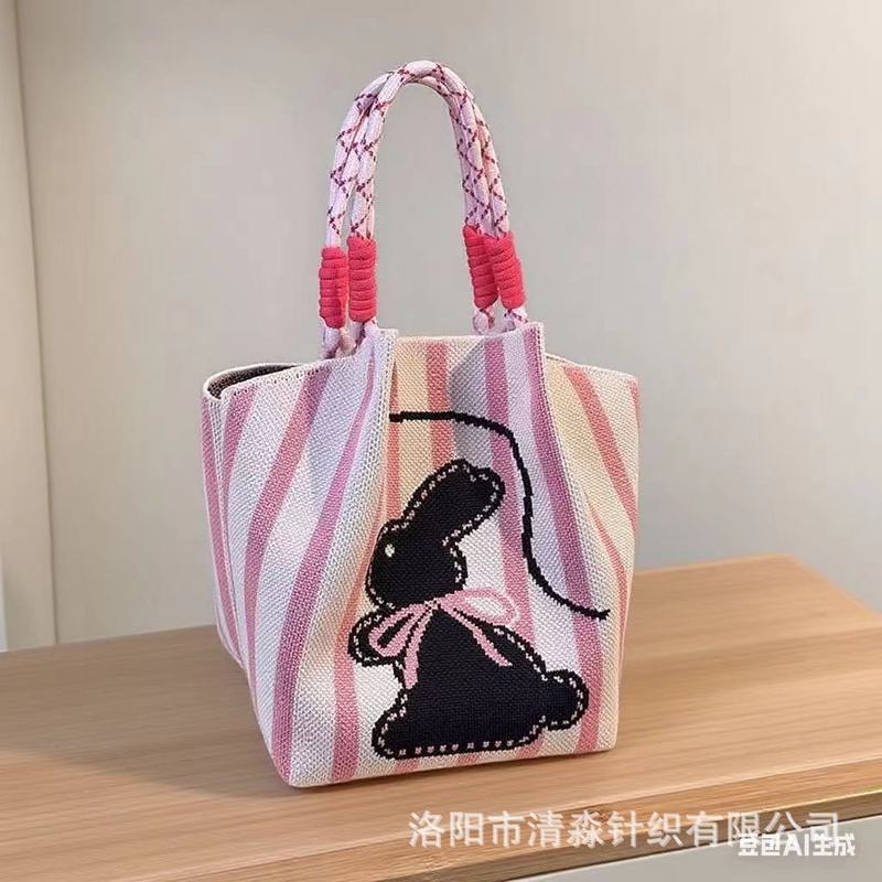 日韩新款针织手拎包便携班外出物大容量手提通勤托特小方包手提包|undefined