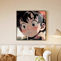 臥室波奇可愛動漫奶油風現代方形畫卡通裝飾畫床頭客廳掛畫壁畫