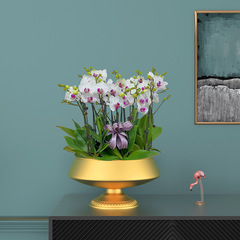 Eisen Light Luxury Golden Orchid Pot, Silver Willow Winter Holly Artificial Flower, New Year Flower, Fortune Pot, Flower Arrangement Vase, Treasure Pot Flower Pot