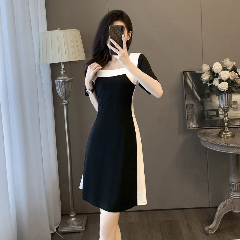 plus size French Design Sense Niche Gentle Style dress Women's Summer New chubby girl High Waist Flesh Covering Skirt