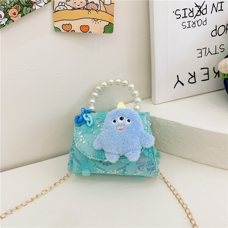 Nueva princesa de dibujos animados bolsos infantiles lindos bolsos de arco de moda chica perla bolsos de hombro