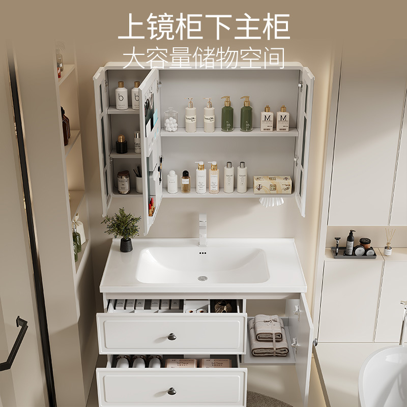 Gabinete de baño de aire crema francesa a prueba de humedad panal de abeja gabinete de baño cerámica una bañera lavabo lavabo lavabo image 3