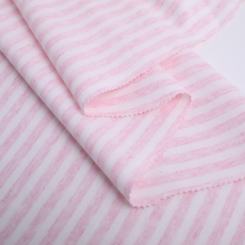 All-cotton comfortable 0.5cm wide striped fabric, yarn-dyed 210g, all-cotton baby sleepwear striped fabric, knitted cotton fabric
