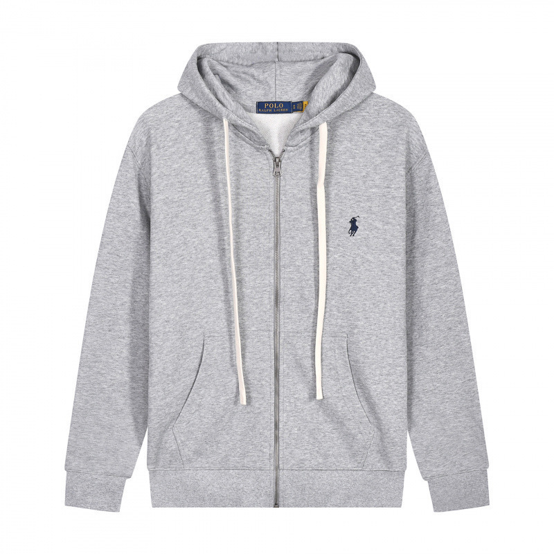 Paul Ralph Lauren Rl Men's Hooded Zipper Sweatshirt Embroidered Casual Jacket Spring and Autumn Style Trendy Brand Cardigan