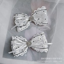 蕾丝镂空双层波点网纱蝴蝶结流苏水钻发饰鞋花袜衣帽装饰配件百搭