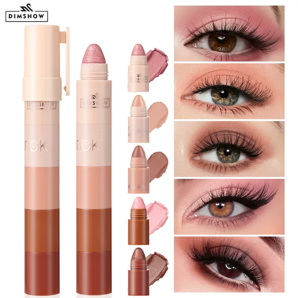 Cross-Border Popular Dimshow Five-Section Lazy Eye Shadow Pen High-Gloss Plain Makeup Silkworm Pen Pearlescent Waterproof Eye Shadow Stick Set