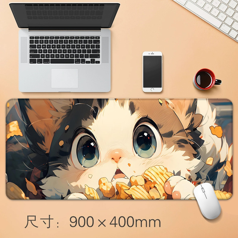 源头工厂直销大号鼠标垫创意动漫小猫办公桌垫防滑精密锁边鼠标垫|undefined