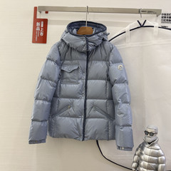 毒家现货原标M蒙家油蜡皮收腰款连帽长袖90鸭绒羽绒服女款外套