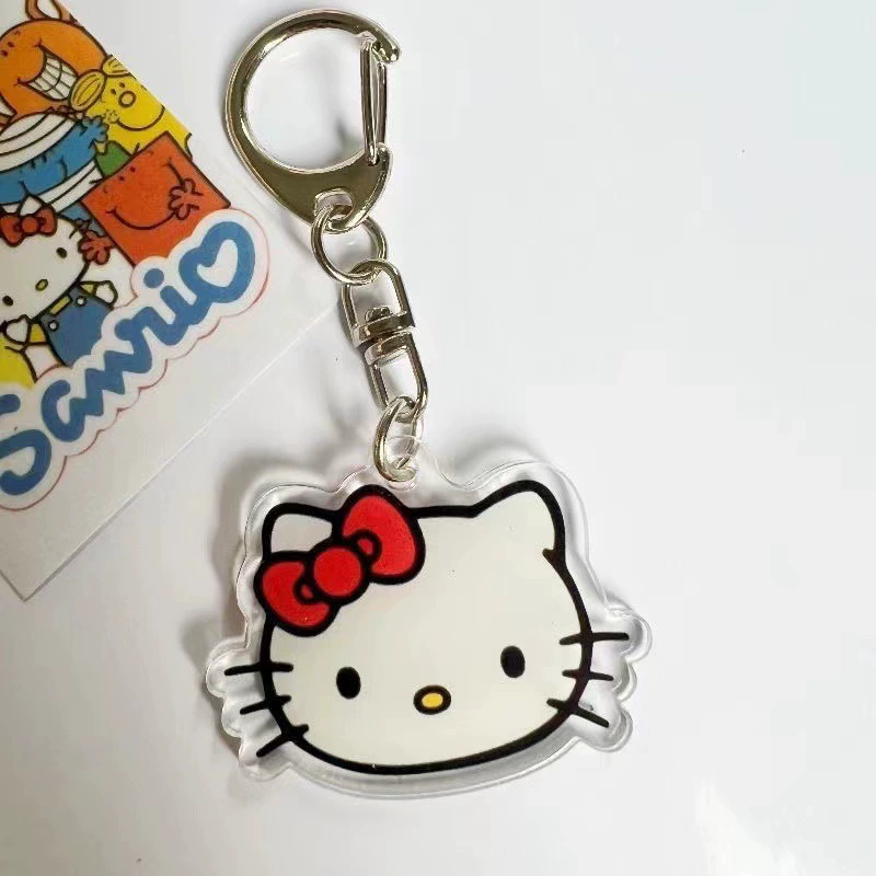 Акриловый брелок-подвеска Hello Kitty, 5 см, украшение для рюкзака с металлическим кольцом