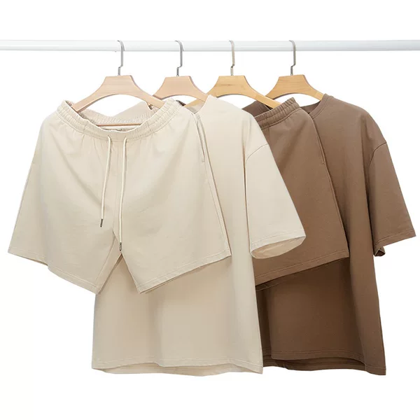 High-Quality Trendy Brand Casual Set for Men and Women, Summer Pure Cotton Short-Sleeved T-Shirt and Shorts, 2-Piece Outfit