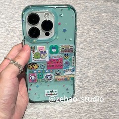 ins闪半透绿拓麻歌子链条适用iPhone16promax苹果15手机壳14女13