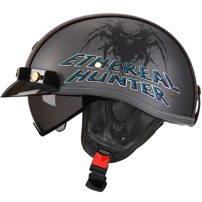 Motosiklet kaskı (dəbilqə) – Helmet Leather Helmet for Men and - sublime-gray-demon-hunter-tea-mirror-m