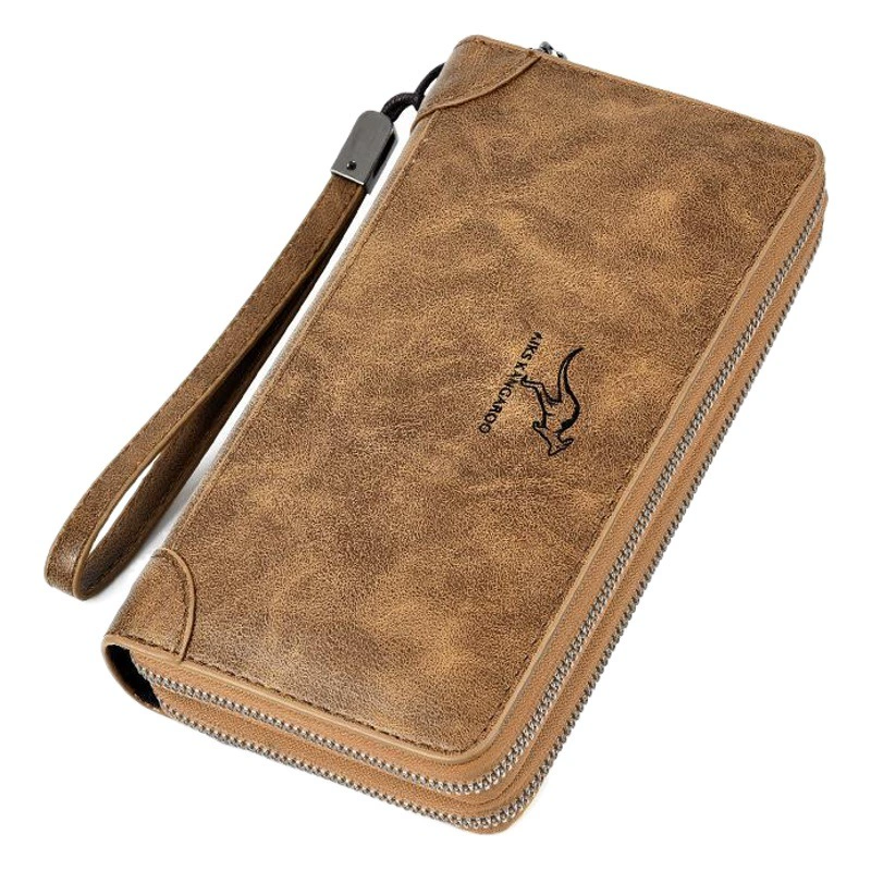 Новый мужской кошелек большой емкости с двойной молнией, противоугонная щетка, многофункциональная сумка для карт на молнии, Мужской Длинный кошелек