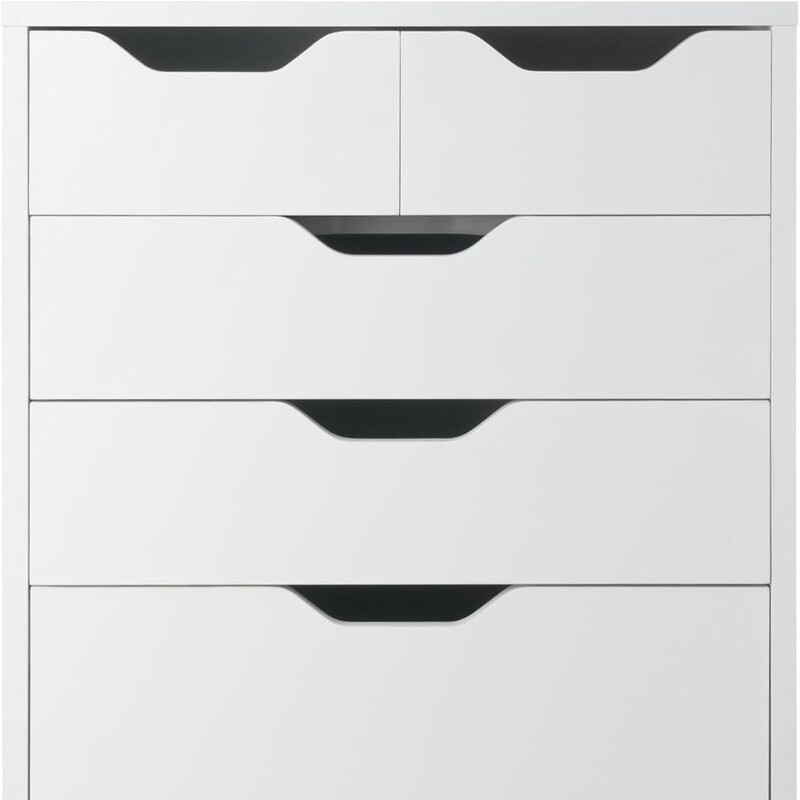 Trash Can and Drawer Mobile Cabinet, Suitable for Home Office, White, Black Casual and Generous