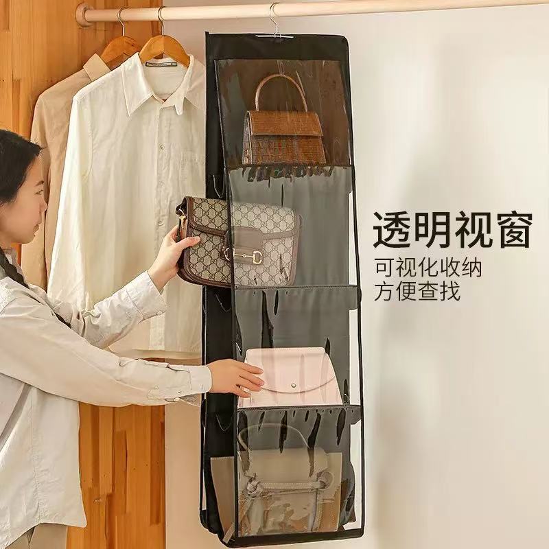 バッグ収納アーティファクト、寝室のワードローブ、バッグ収納吊り下げバッグの層状配置、寮のドアの後ろの防塵バッグラック収納|undefined