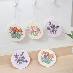 Round Flower Wood Pulp Sponge for Cleaning, Wood Pulp Compressed Absorbent Sponge for Scrubbing Pots, Kitchen Cloth, Dishwashing Tool