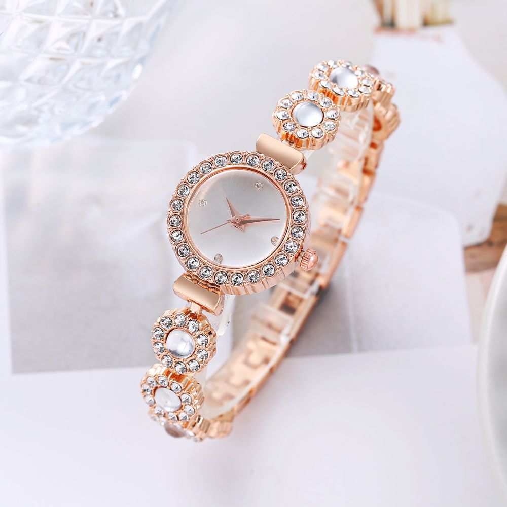 Transmisión en vivo transfronteriza reloj de estudiante piedra preciosa de imitación de color con incrustaciones de diamantes ins estilo universitario temperamento esfera pequeña decoración reloj de pulsera