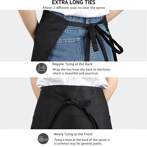 Amazon Cross-border Service Apron Black Waterproof Stain-proof Restaurant Hotel Kitchen Work Half Apron