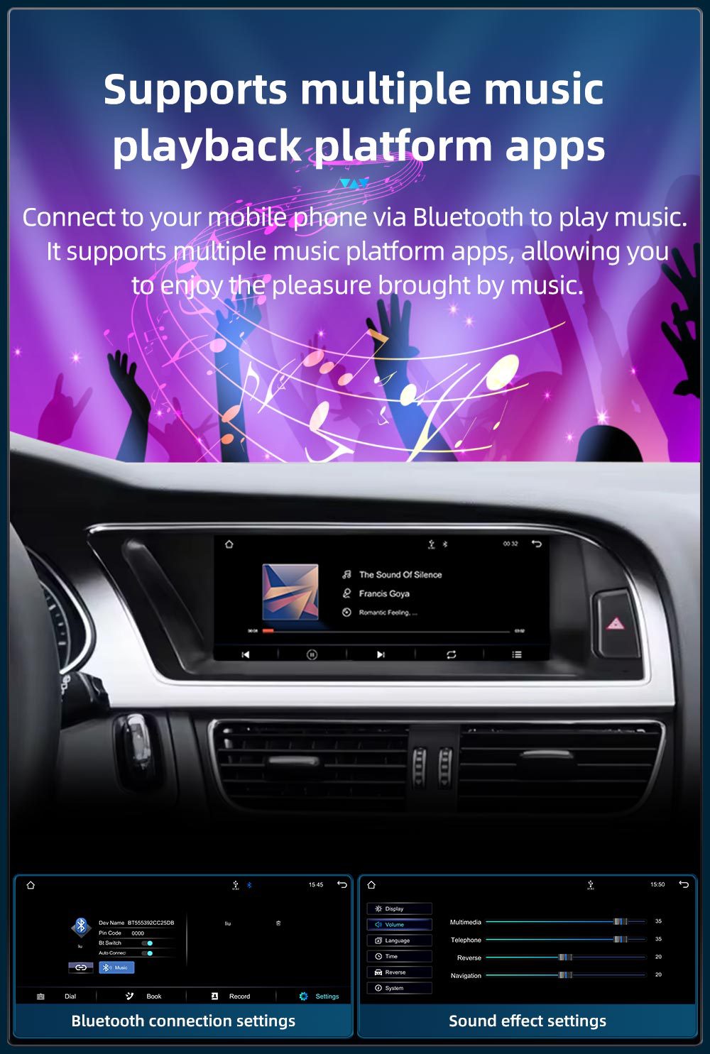 8.8inch Suitable for Audi A5 S5 B8 8t Car Central Control Large Screen Navigation Carplay Player
